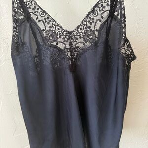 Halogen Navy Lace Trim Camisole